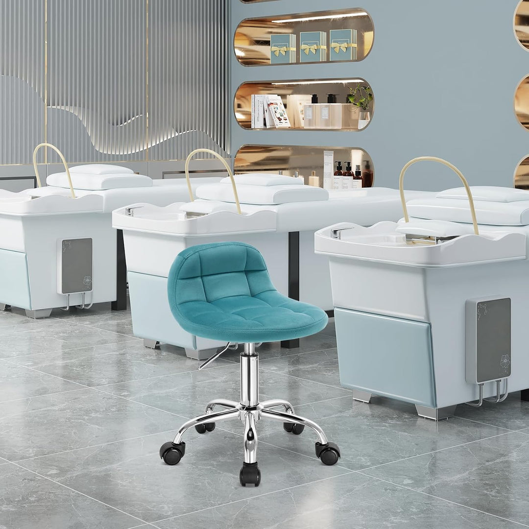 WOLTU Bürohocker mit Rollen, Schminktisch Stuhl höhenverstellbar, Rollrocker mit niedriger Rückenleh