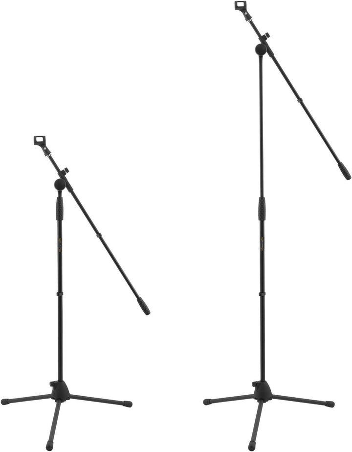 Boom-Mikrofonständer und Mic Clip - Höhenverstellbarer Mikrofonständer mit Stativfuss und Mikrofon-C