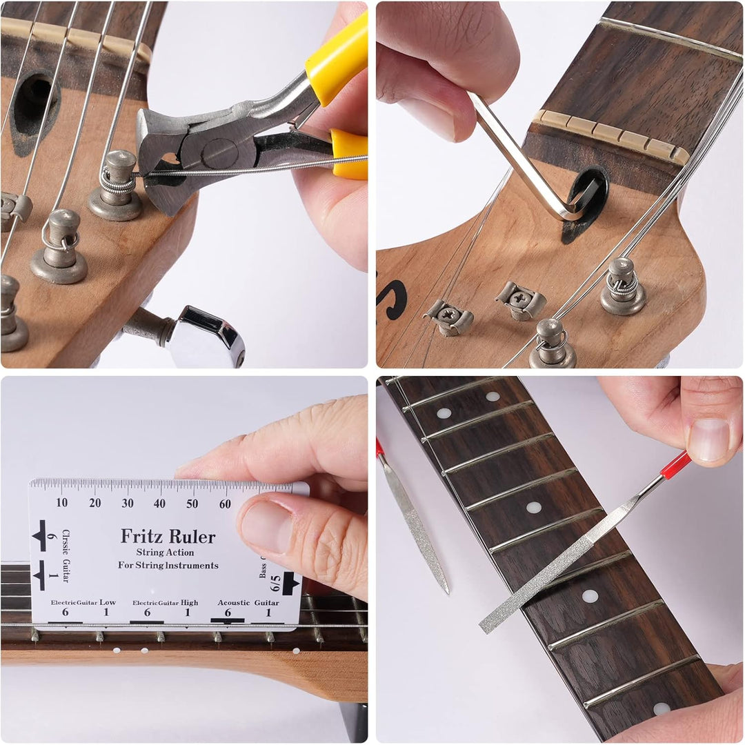 POGOLAB Gitarren Werkzeug Reparatur Set, 31 Stk Gitarren Bausatz mit Saitenkurbel Akustische Gitarre