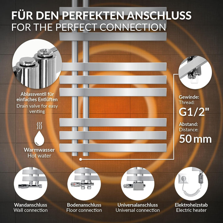 LuxeBath Design Badheizkörper Iron EM 500 x 1000 mm, Chrom, Designheizkörper Paneelheizkörper Flachh