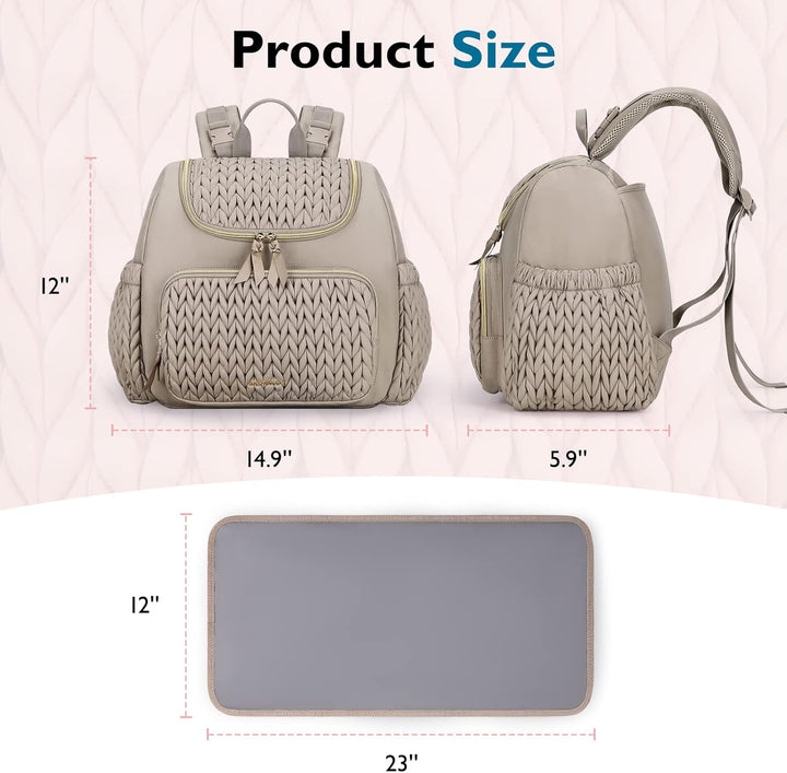 mommore Wickeltasche, kleiner Wickelrucksack, stylischer Baby-Reiserucksack mit isolierten Fächern,