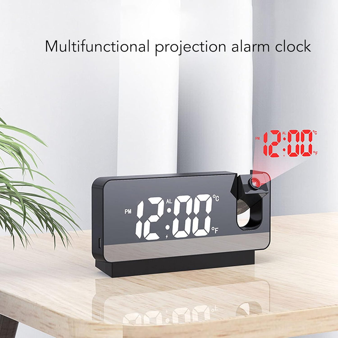 LED Projektionswecker für Schlafzimmer, Digitaluhr mit 180° Drehbarem Projektor, Anzeige von Uhrzeit