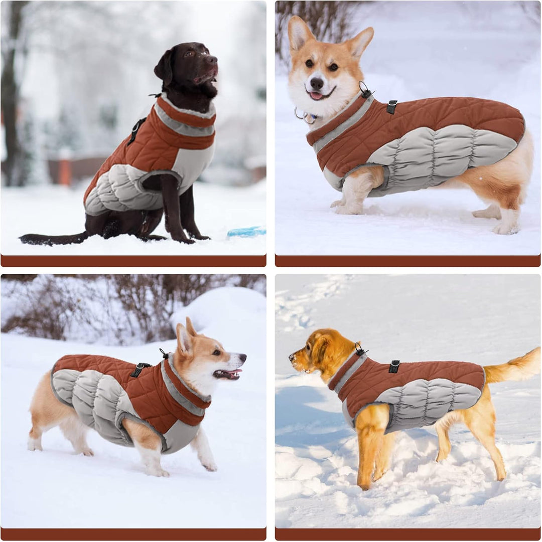 Kuoser Hundejacke Für Grosse Hunde - Wasserdichter Wintermantel Mit Geschirr, Warme Winterweste, Hun