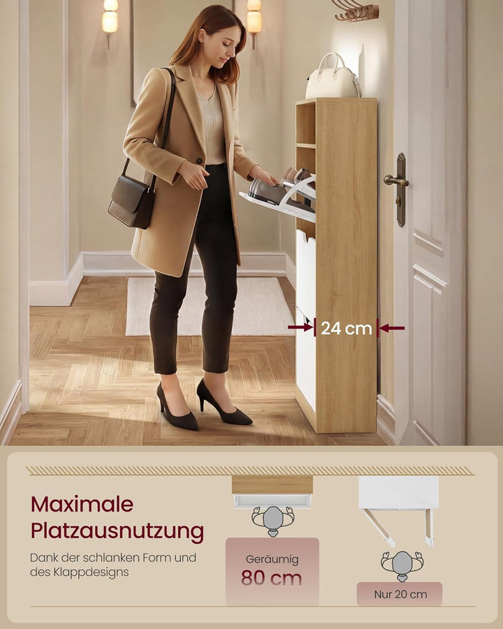 VASAGLE Custos Kollektion - Schuhschrank, Schuhkipper, Schuhaufbewahrung, offenes Fach, Trennwand ve