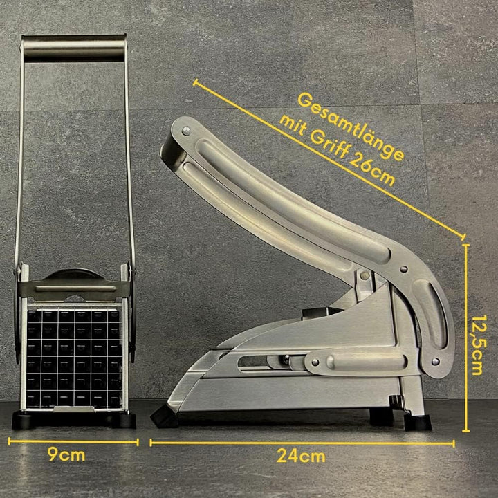 Topcroft ® Pommesschneider Edelstahl I 2 Schneidegrössen für individuelle Pommesdicke I Rutschfester