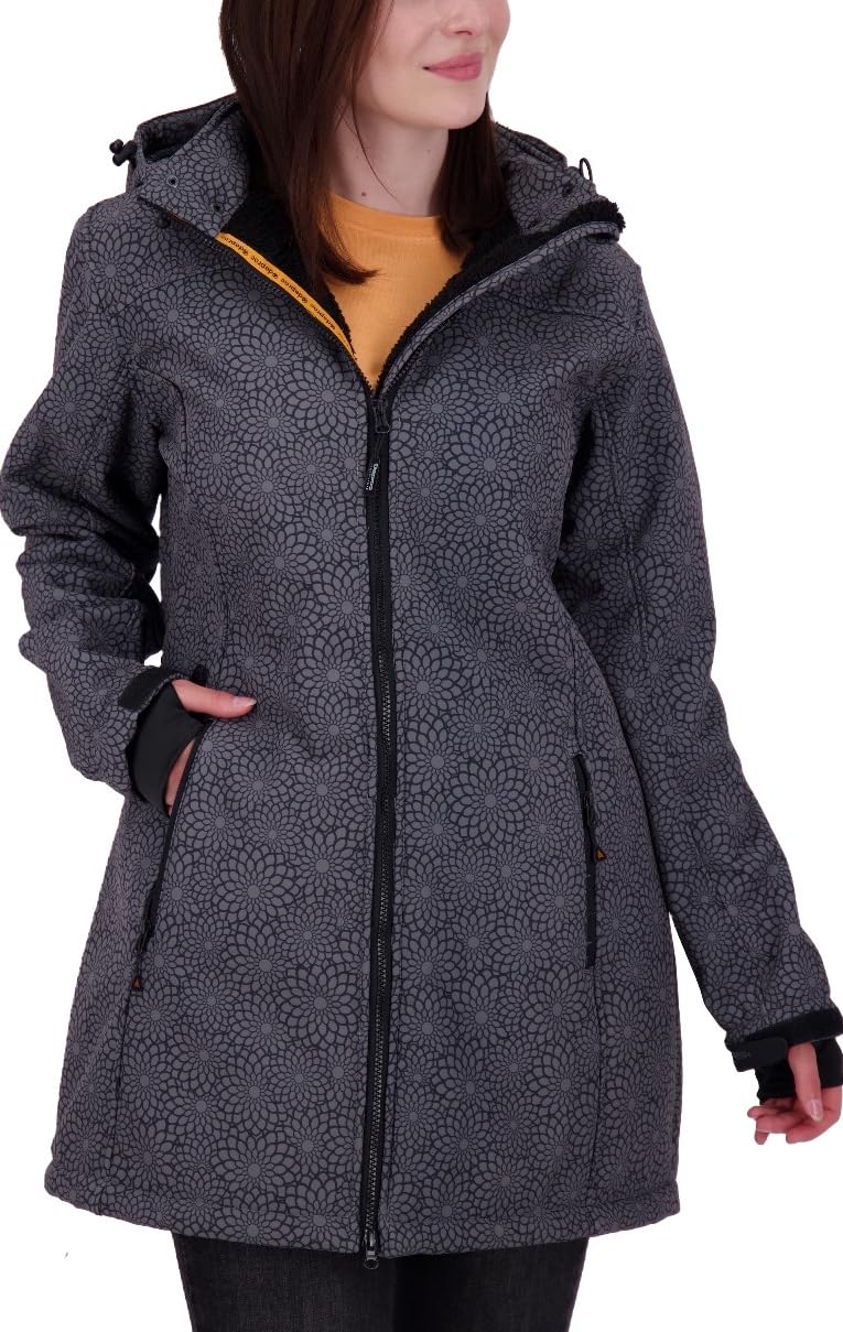 DEPROC-Active Damen Gefütterter Softshellmantel Kurzmantel mit Abnehmbarer Kapuze Übergangsjacke Kee