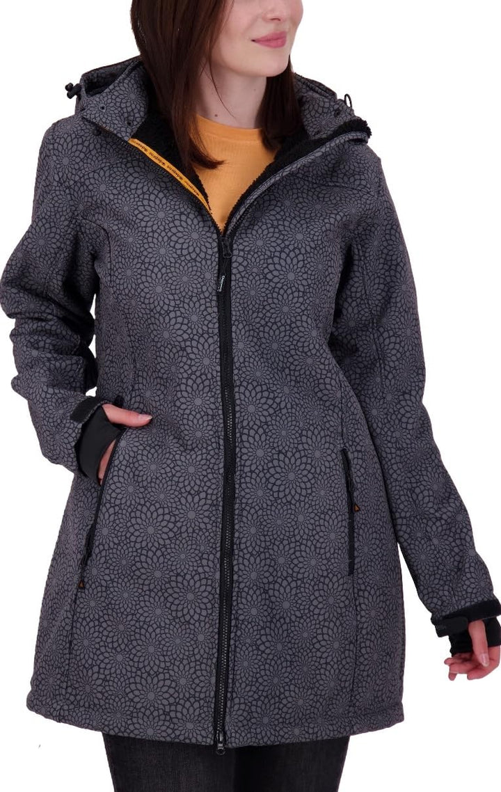 DEPROC-Active Damen Gefütterter Softshellmantel Kurzmantel mit Abnehmbarer Kapuze Übergangsjacke Kee