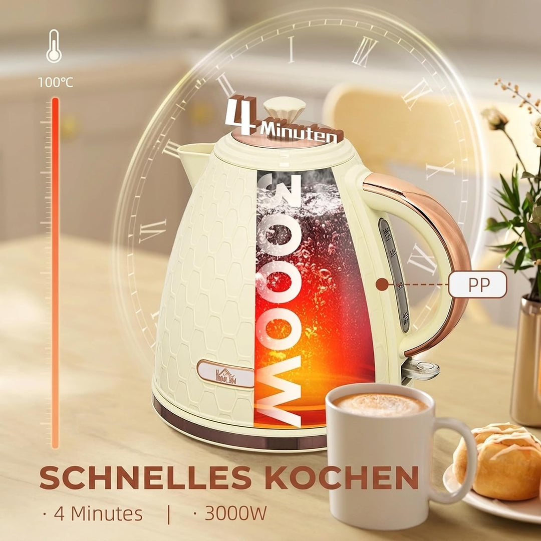 HOMCOM Wasserkocher 1,7 Liter 360° Basis Kalkfilter, Trockengehschutz Abschaltautomatik BPA-Frei 220