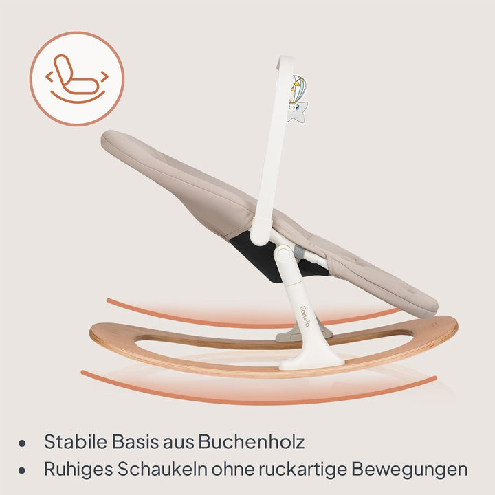 Lionelo Celia Rocker Babywippe ab Geburt bis 9 kg, verstellbare Rückenlehne, 5-Punkt-Gurt, Spielboge