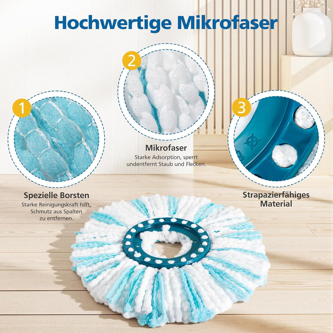 4 Stück Ersatzkopf Kompatible mit Leifheit CLEAN Twist Disc Mop Ergo/Leifheit CLEAN Twist Disc Mop M