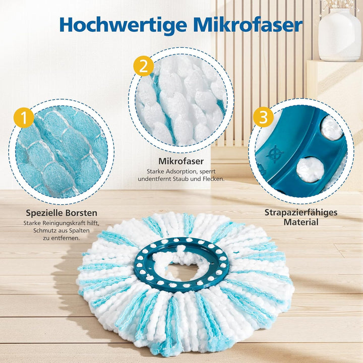4 Stück Ersatzkopf Kompatible mit Leifheit CLEAN Twist Disc Mop Ergo/Leifheit CLEAN Twist Disc Mop M