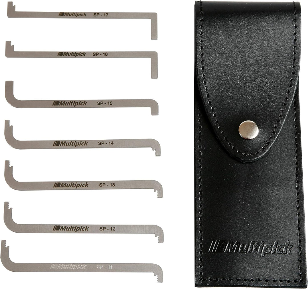 Multipick Profi Schloss Spanner TOK Set 7-teilig mit Echtleder Etui - Wichtiges Elite Dietrich Set u