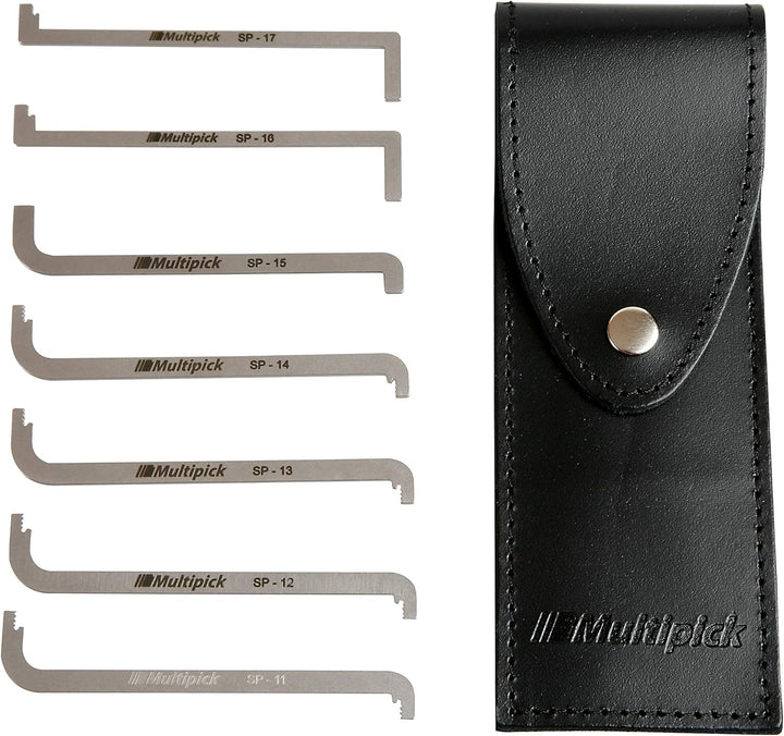 Multipick Profi Schloss Spanner TOK Set 7-teilig mit Echtleder Etui - Wichtiges Elite Dietrich Set u