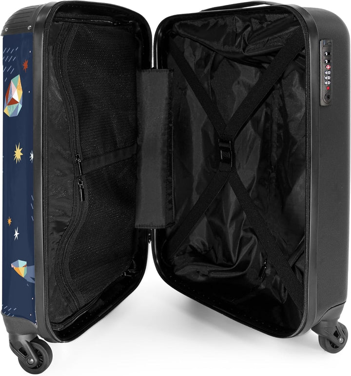 NoBoringSuitcases.com® Kinderkoffer - Koffer Kinder - Hartschalenkoffer Planetenmuster - Koffer Dunk