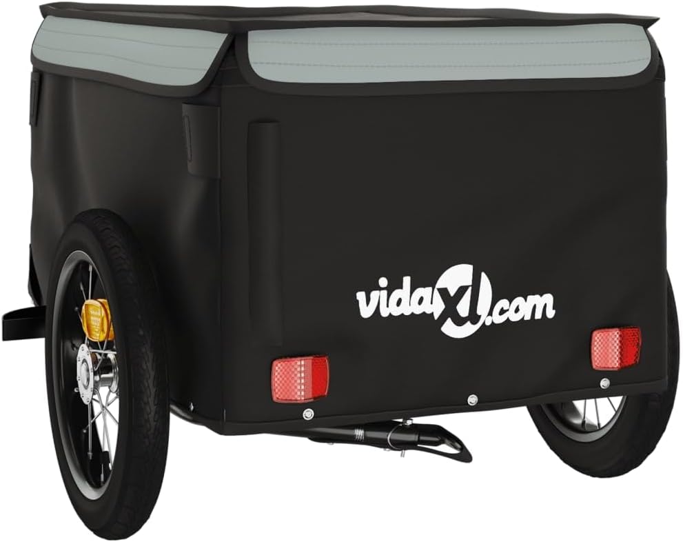 vidaXL Lastenanhänger Fahrrad Fahrradanhänger Grau 120 x 54 x 44 cm, Grau 120 x 54 x 44 cm