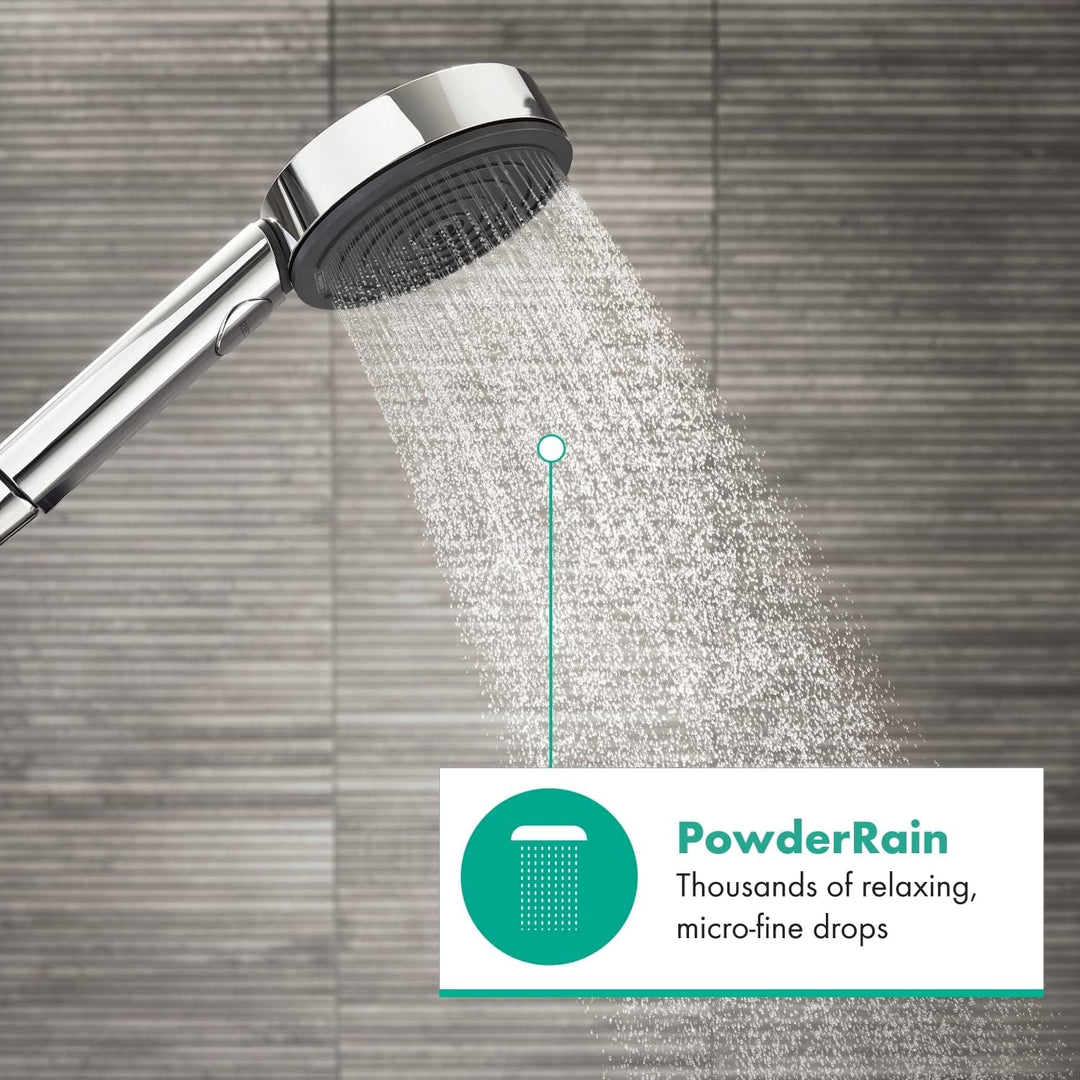 hansgrohe Pulsify S - Duschkopf, Handbrause mit 3 Strahlarten (Activation Version), runde Duschbraus