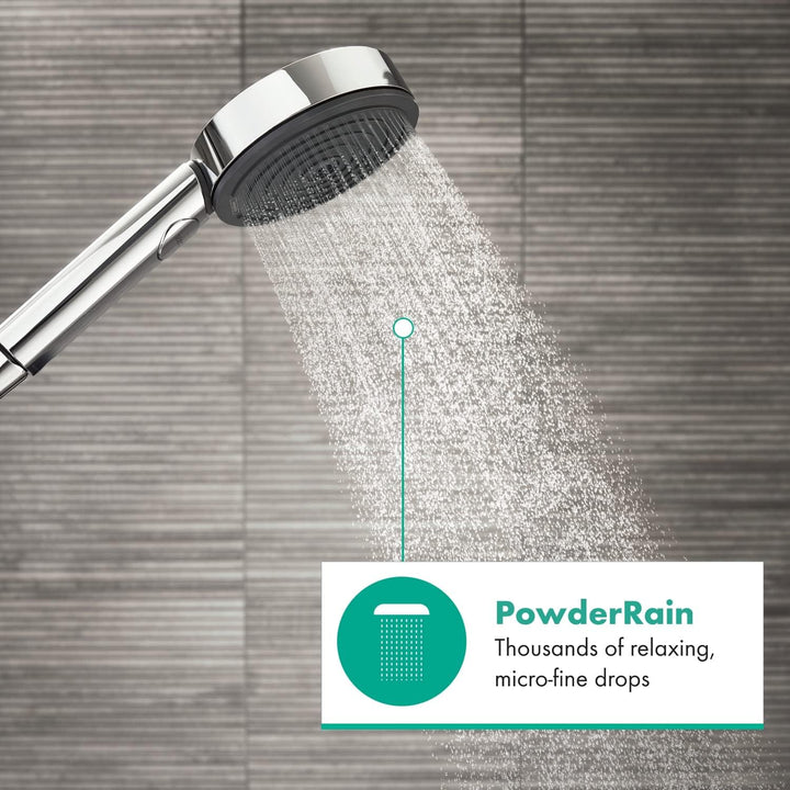hansgrohe Pulsify S - Duschkopf, Handbrause mit 3 Strahlarten (Activation Version), runde Duschbraus