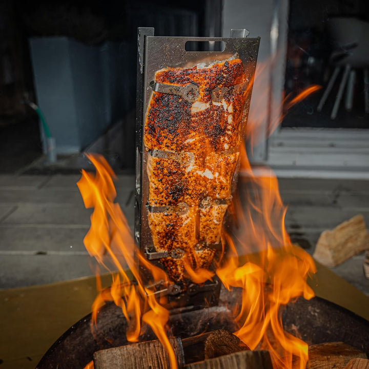 Der Grillrost.com Flammlachshalter - Das Flammlachsbrett für die Ewigkeit!, Grillrost.com Flammlachs