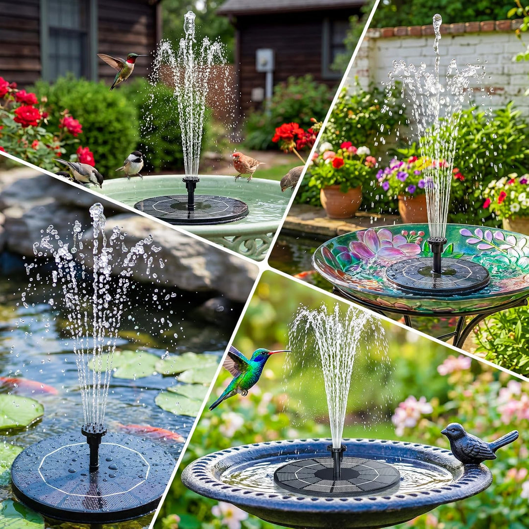 AISITIN 2PCS 3.5W Solarbrunnen für Draussen, Solar Springbrunnen mit Panel Eingebaute Batterie Wasse