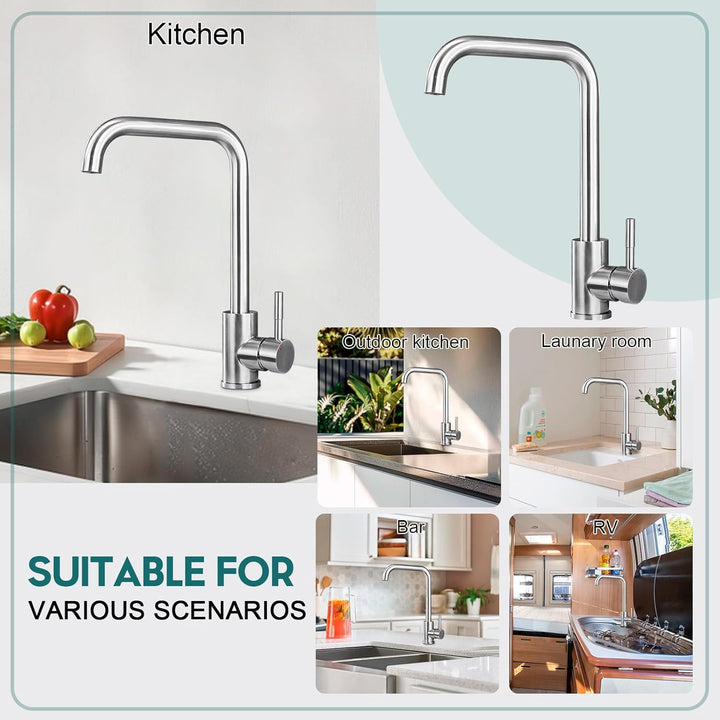BONADE Wasserhahn Küchenarmatur aus SUS304 Edelstahl Gebürsteter Nickel, 360° Schwenkbereich Armatur