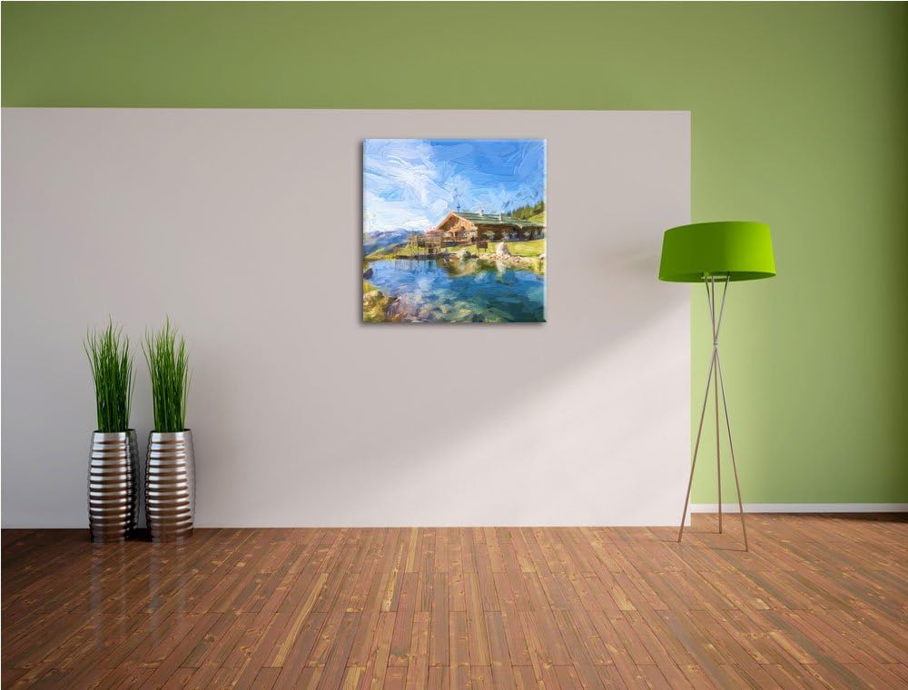 Pool Urlaubsoase, Format: 70x70 auf Leinwand, XXL riesige Bilder fertig gerahmt mit Keilrahmen, Kuns