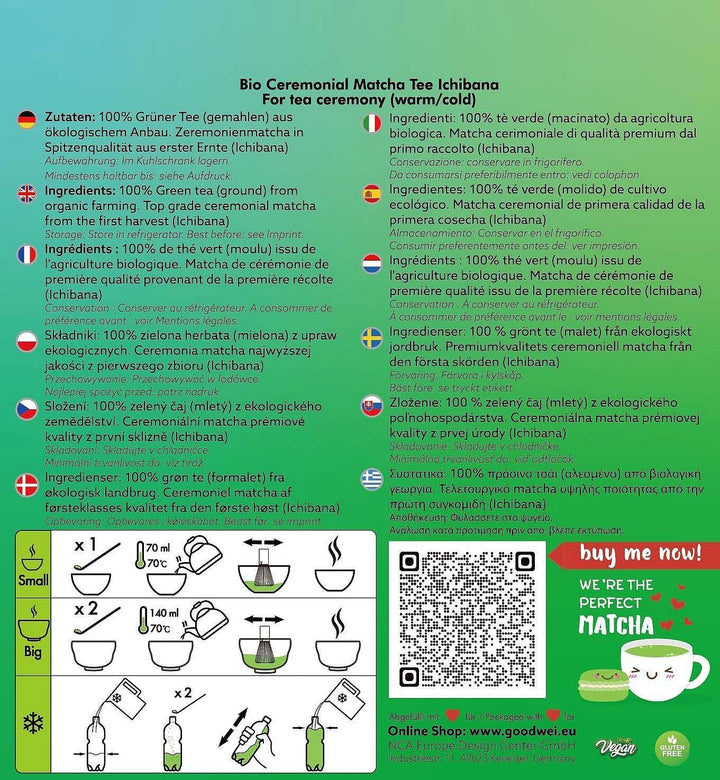 Goodwei Matcha Latte Set mit hochwertiger Matchaschale aus Keramik mit Ausgiesser, Matchabesen und B