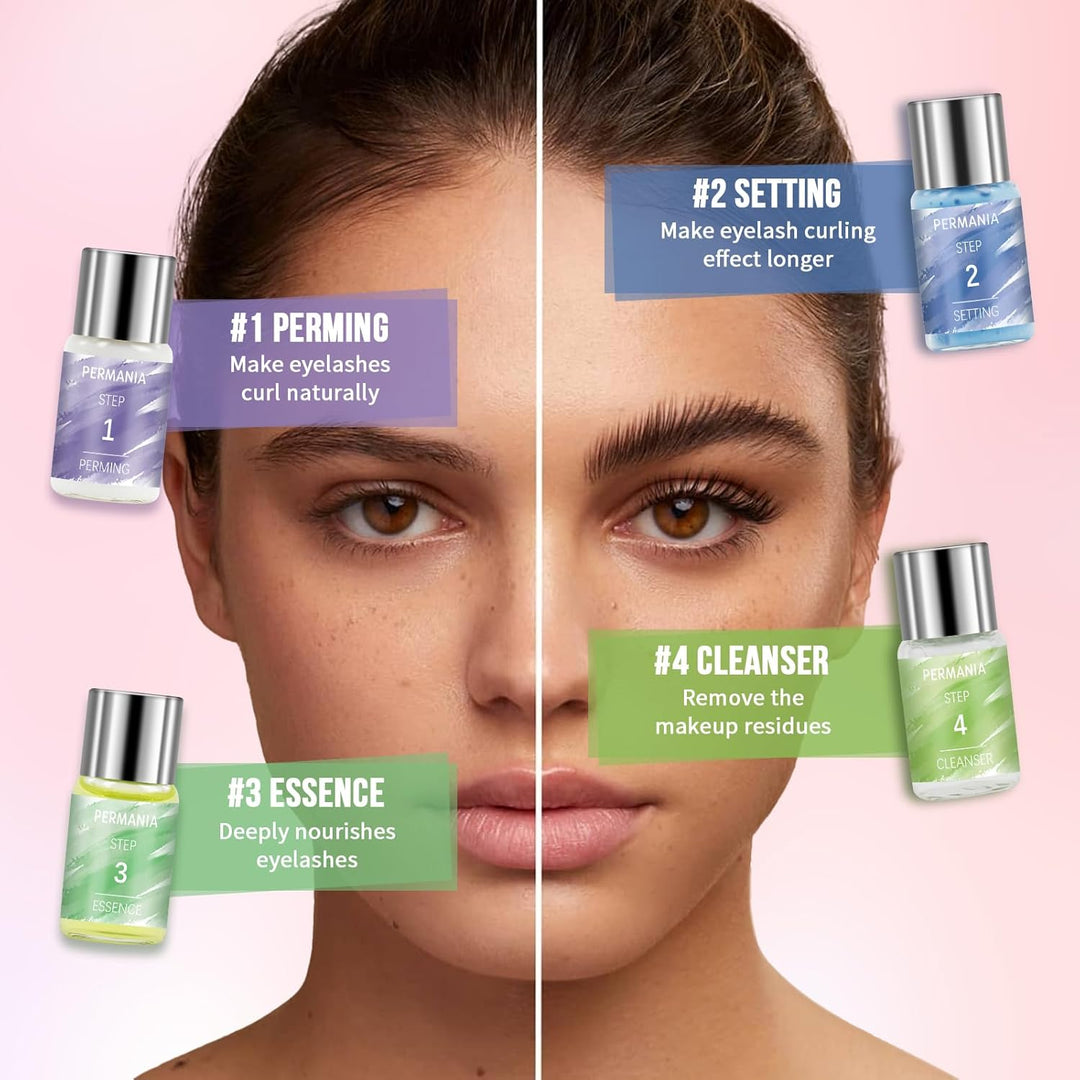 PERMANIA Wimpernlifting Set, Sanfte Formulierung Lash Lifting Set, DIY Wimpern Lifting und Augenbrau