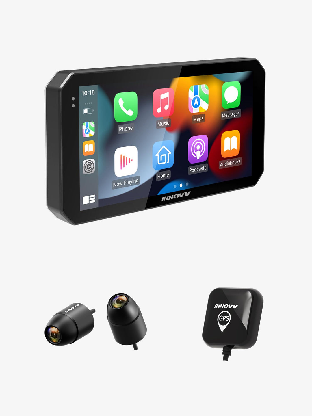 INNOVV N2 Motorrad CarPlay Display, 6 Zoll HD Touchscreen Kabelloses CarPlay & Android Auto, Doppelk