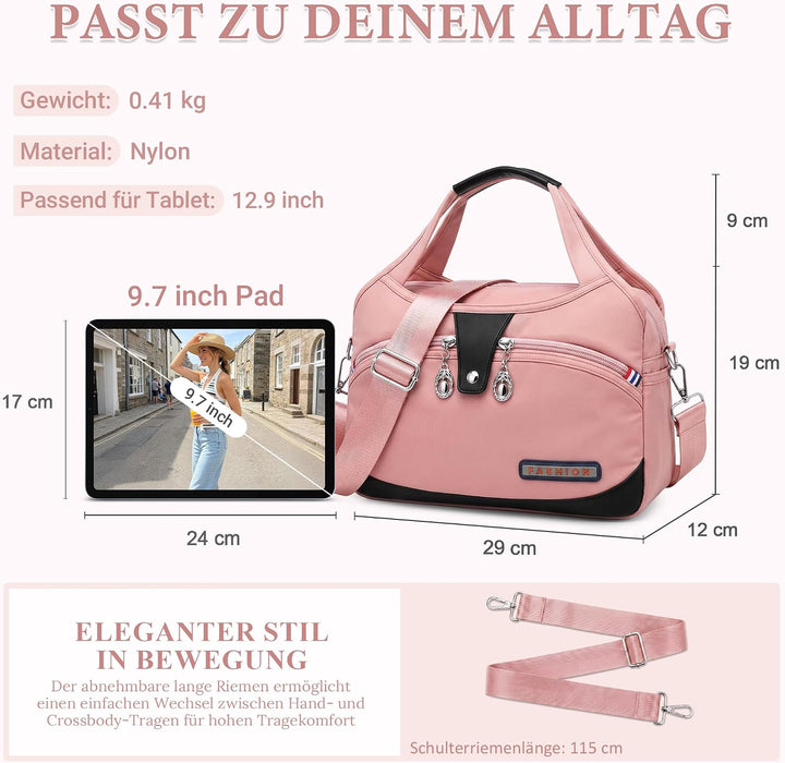 DIRRONA Damen Umhängetasche Multi Pocket Crossbody Bag Schultertaschen Leicht Handtasche Waterproof