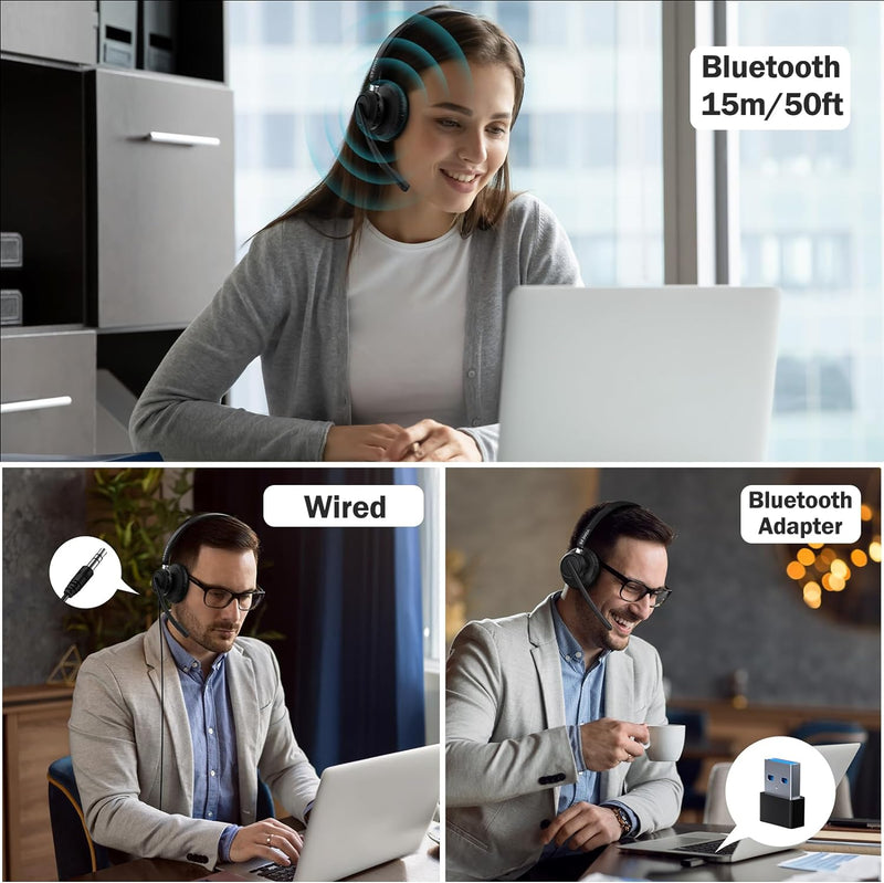 seenda Kabelloses Headset mit Mikrofon Bluetooth 5.3 Headset mit AI Geräuschunterdrückung mit Blueto