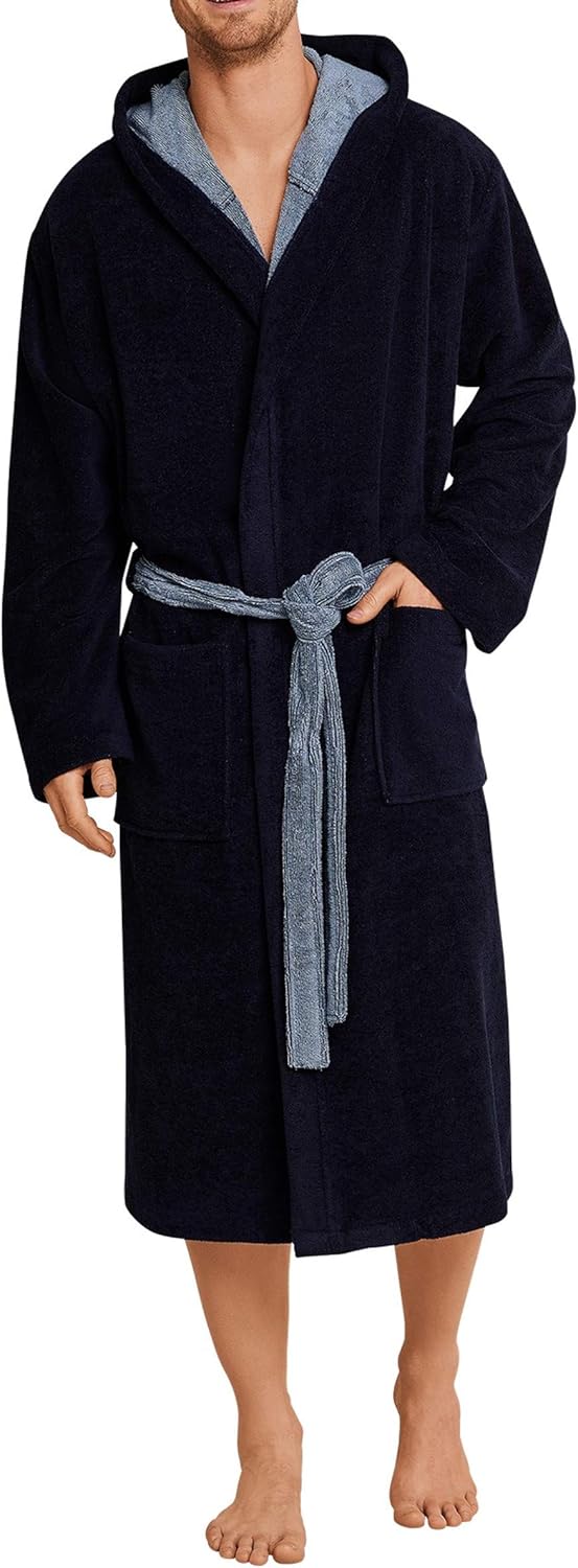 Schiesser Herren Bademantel 48 Dunkelblau 803 I, 48 Dunkelblau 803 I