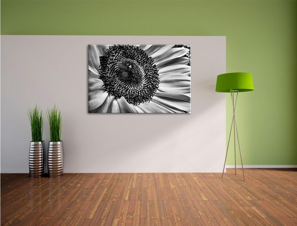 Pixxprint grosse Sonnenblume / 100x70cm Leinwandbild bespannt auf Holzrahmen/Wandbild Kunstdruck Dek