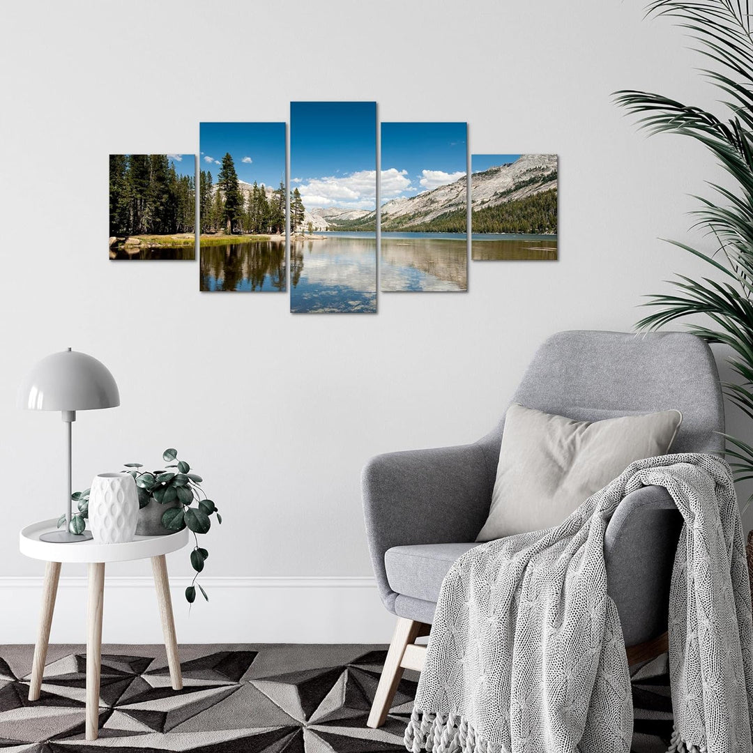Runa Art Wandbilder Landschaft Berge 5 Teilig Bild auf Vlies Leinwand Deko Schlafzimmer Wohnzimmer N