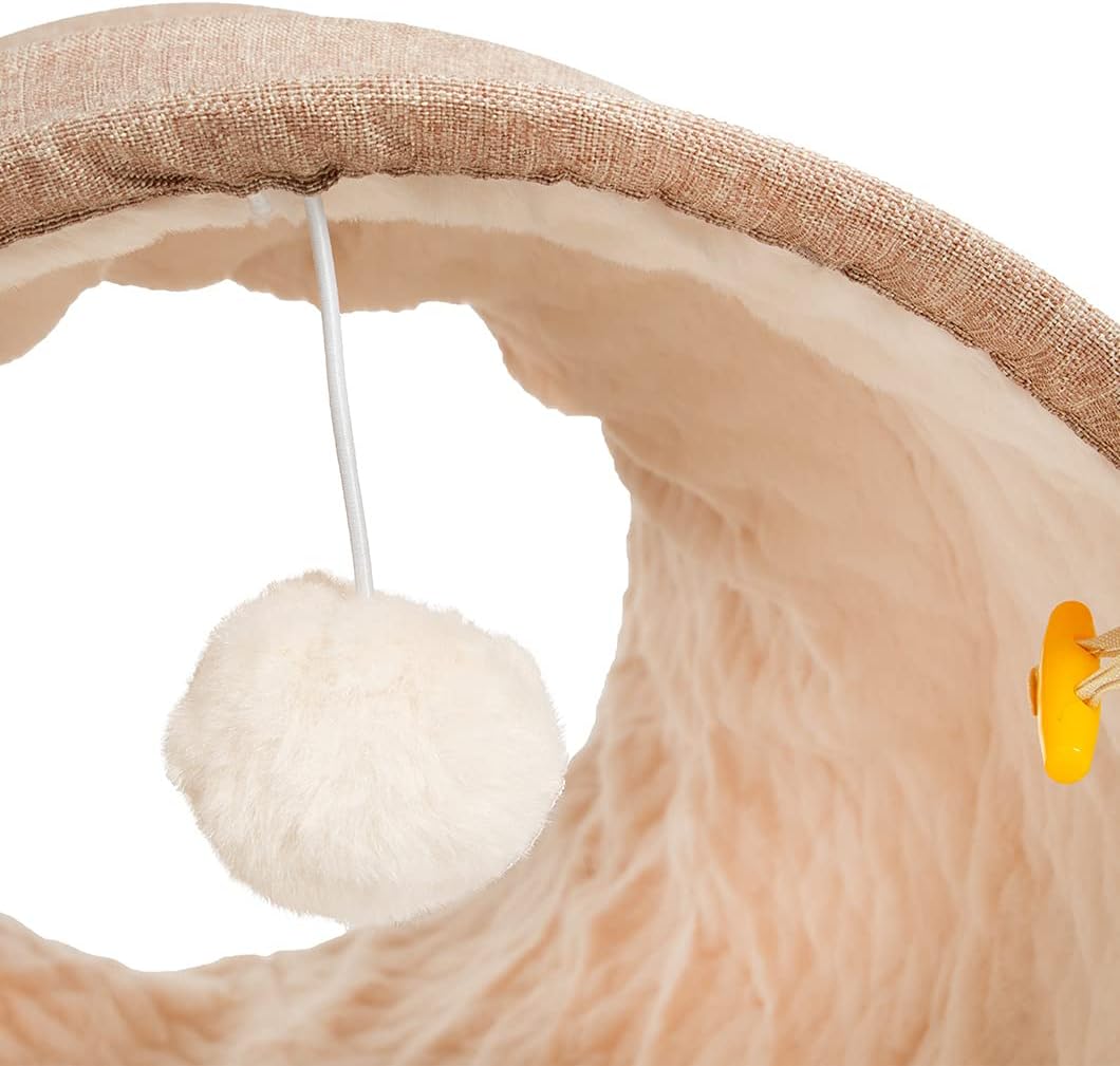 CanadianCat Company ® | Spieltunnel für Katzen mit Kuschelfell | beige | ca. 35 x 70 cm - Variable F