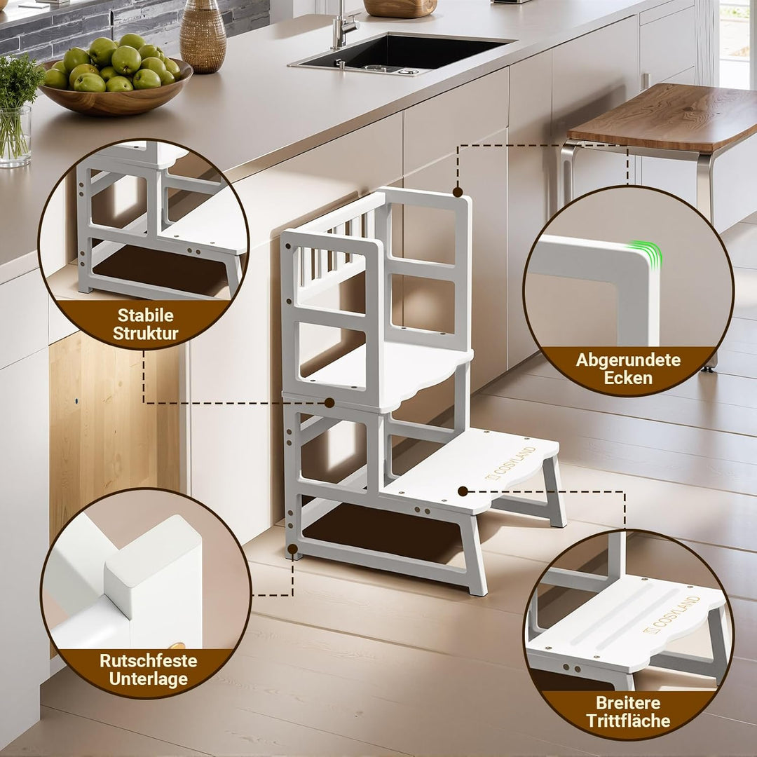 COSYLAND Lernturm ab 1 Jahr & 2 Jahre – Montessori Lernturm für Kinder – Sicherer Learning Tower & T