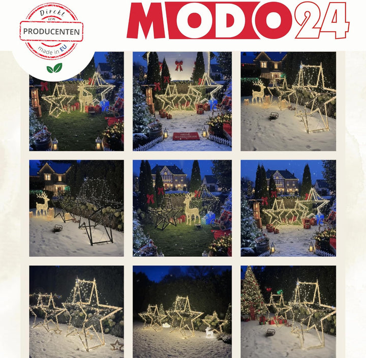 DIY Stern MODOSTAR 2D Weihnachtsstern Set aus FSC Holz, Sternabmessungen: 114 cm, zum Aufstellen im