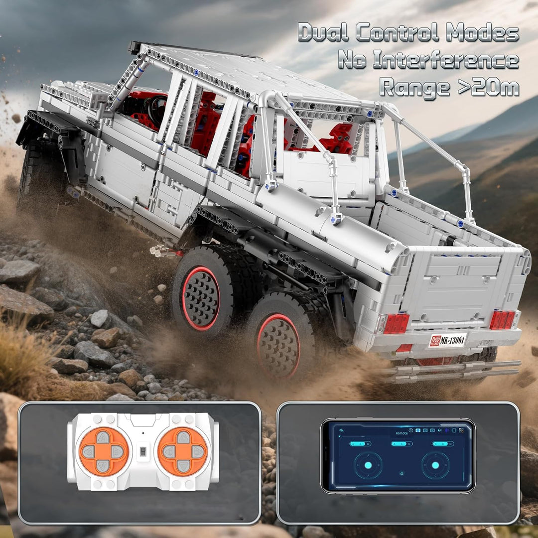 Mould King 13061 Technik Offroad G700 Pickup-Bausätze, 6×6 Spielzeugauto, Detailreicher Modellbausat