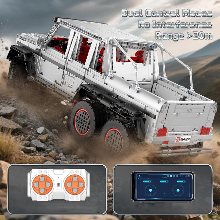 Mould King 13061 Technik Offroad G700 Pickup-Bausätze, 6×6 Spielzeugauto, Detailreicher Modellbausat