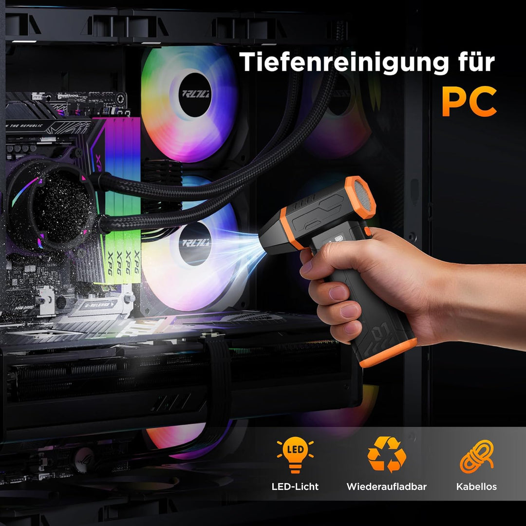 VIWAVE Elektrische Staubgebläse Druckluftspray,150000 U/min Compressed Air Duster,3-Gang Staubgebläs