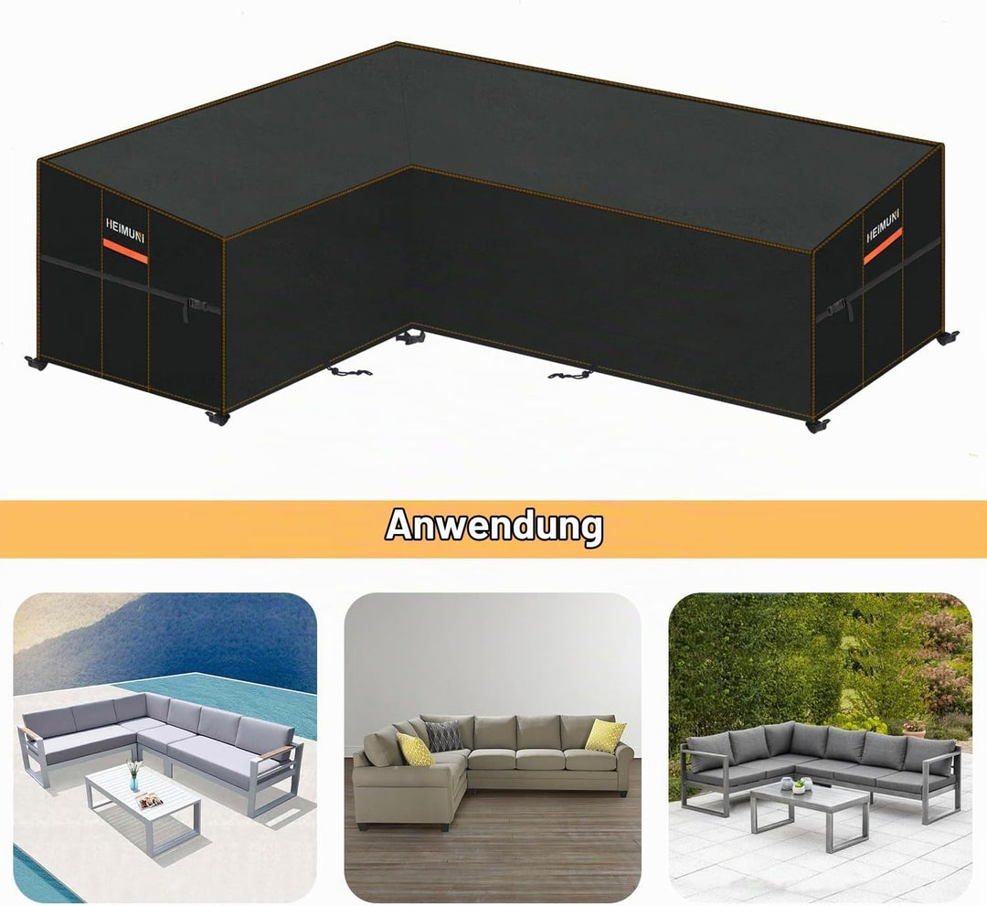 HEIMUNI Abdeckung für Lounge Sofa L-Form Ecksofa Abdeckplane Wasserdicht Palettenkissen Abdeckung Lo