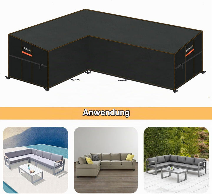 HEIMUNI Abdeckung für Lounge Sofa L-Form Ecksofa Abdeckplane Wasserdicht Palettenkissen Abdeckung Lo