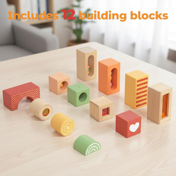12 Stück Regenbogen Sound Komponenten Kinder Baby Stimme Block Spielzeug Set Bunte Bausteine Klangba