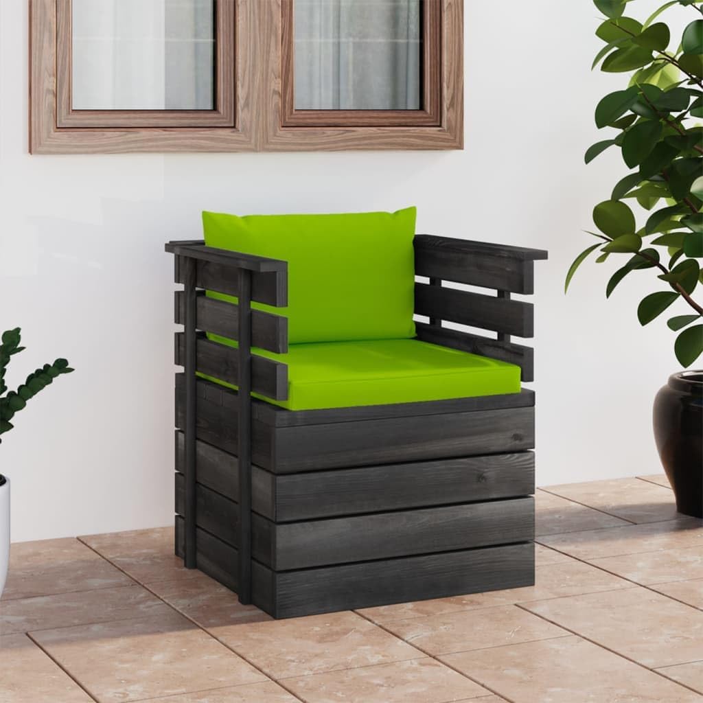 vidaXL Massivholz Gartensessel Loungemöbel Paletten Sessel Gartenmöbel Gartenstuhl Loungesessel mit