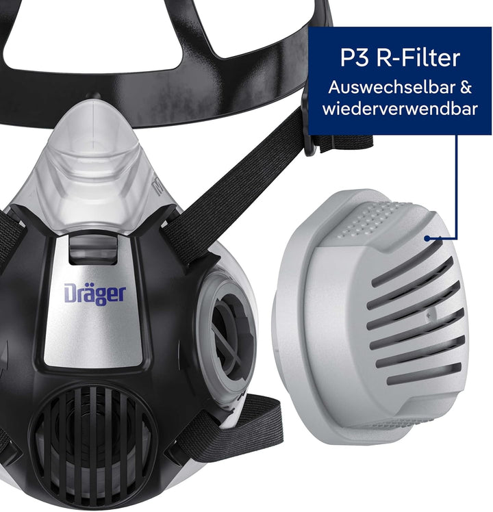 Dräger X-plore 3300 Handwerker Halbmasken-Set inkl. P3 R Partikelfilter | Grösse L | gegen Fein-Stau