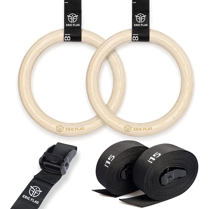 Eric Flag Turninge - Turnringe Holz für Calisthenics, Gymnastik, Crossfit - Gymnastikringe mit olymp