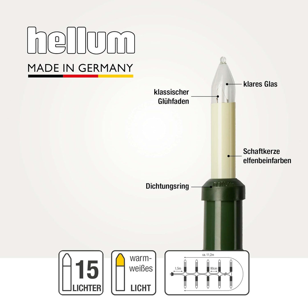 hellum Lichterkette aussen Weihnachten, Lichterkette Weihnachtsbaum Made-in-Germany, 11,2m Lichterke