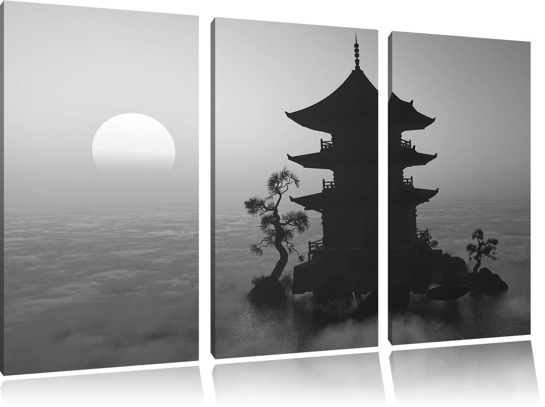 Pixxprint Buddhistischer Tempel in Asien als Leinwandbild/Grösse: 3 Teilig (120x80 cm) cm/Wandbild/K