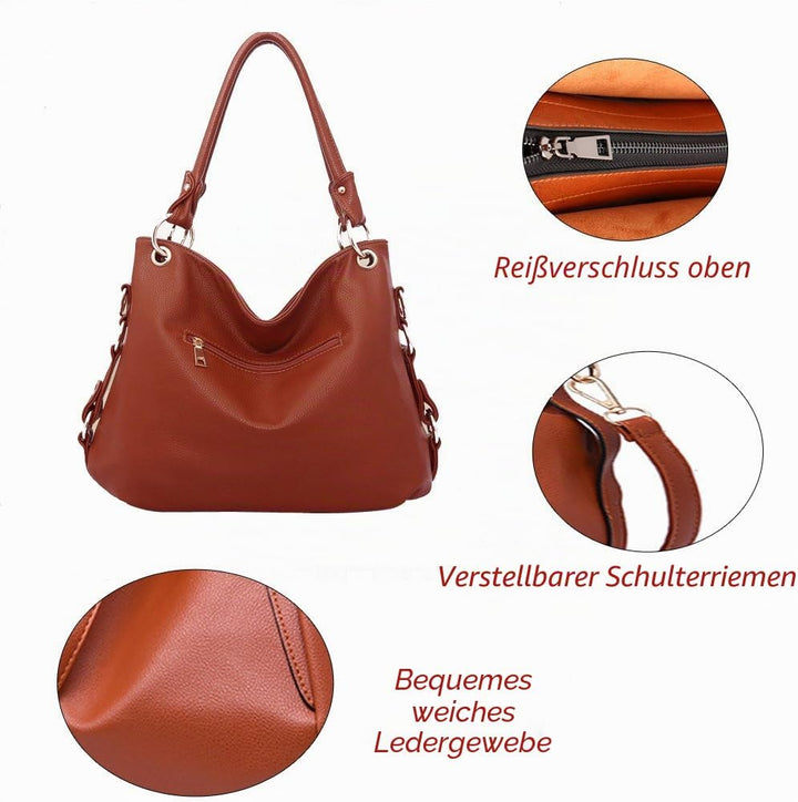FiveloveTwo Dame Top-Handgriff Tasche Schultertasche Satchel Handtaschen Tote Taschen Geldbörse Schw