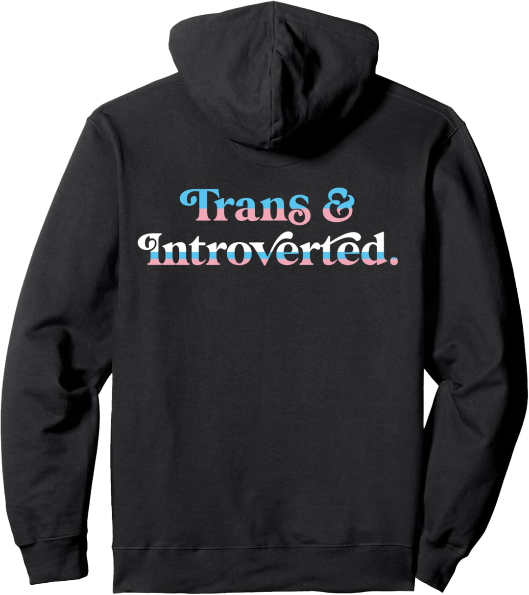 Trans And Introverted Funny Aesthetic Retro LGBTQ Pride Flag Pullover Hoodie