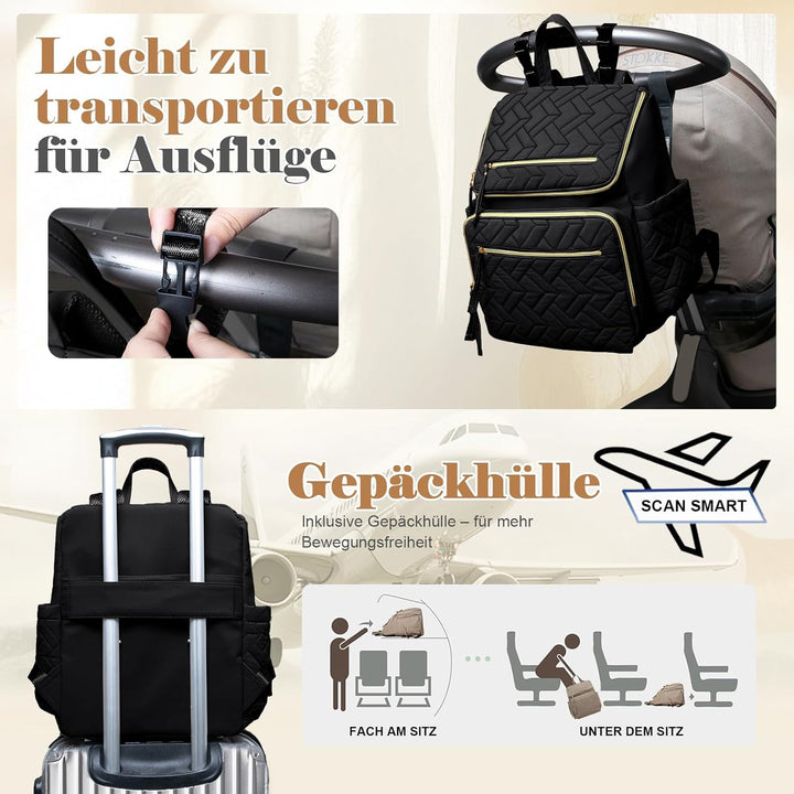 MISSFONG Baby Wickelrucksack Wickeltasche, Wickelrucksack Gross Babytaschen Rucksack Lässig mit Mult